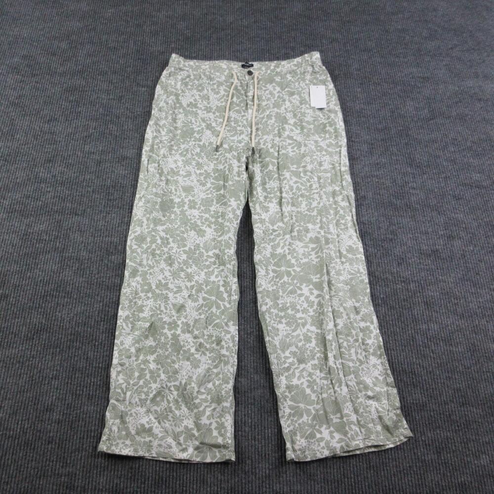 Flag & Anthem Pants Womens 12/31 White Floral Wide-Leg Cargo Lyocell 34x30* NWT